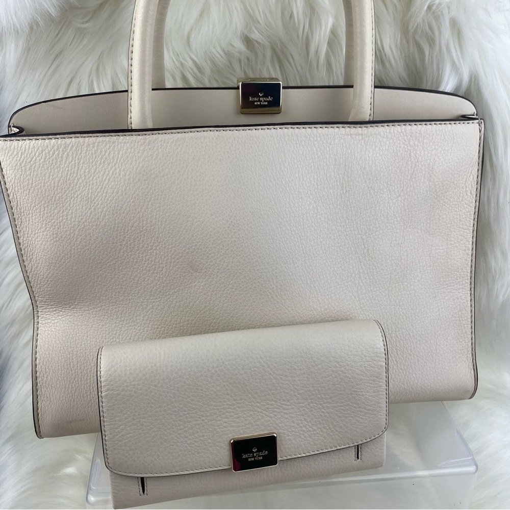 KATE SPADE SET LEATHER TERRACED PLACE SATCHEL BAG WITH WALLET